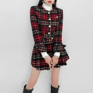 금찌 크리스 체크 자켓 주름 스커트 세트 SET380 G