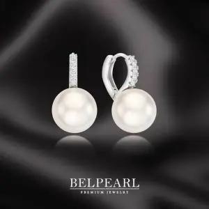 벨펄 약 11.5 ∼ 10mm 리얼 담수진주 모이사나이트 원터치 귀걸이