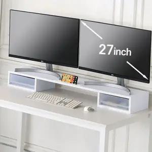 2단 듀얼 모니터 받침대 수납형 서랍형 모니터 받침대 컴퓨터 책상