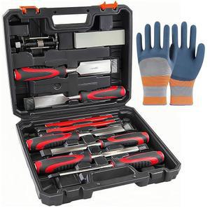 목공용 목재 끌 11개, 나무 세트 목공 도구 세트, 연마 가이드, 연마석 및 보관 케이스