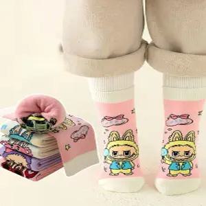 라부부 캐릭터 양말 선물 순면 학생 중목 어린이 면 기모 사계절 겨울 5종 세트