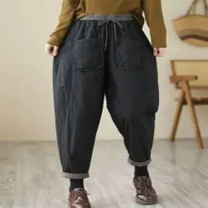 누비바지 여성 퀄팅 밴딩 패딩 기모 누빔 솜 배기 안감