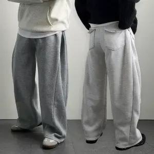 리얼타임 특기모 사이드핀턱 플랩포켓 커브드팬츠/ 옆트임 기모 와이드 벌룬 트레이닝 팬츠 남자통바지 통큰 통넓은 스? 스웨트 겨울 [4c]