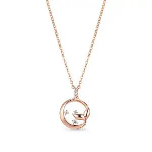 [도로시] 14k 풀문 고래꼬리 모이사나이트 목걸이