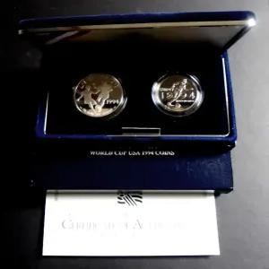 미국 1994년 월드컵 프루프 은화 및 동화 기념주화 2종 세트