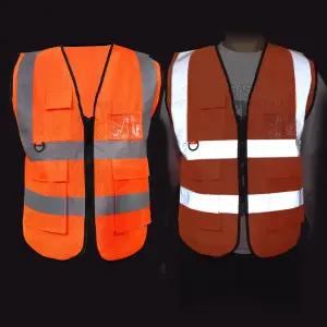 5-5 안전 조끼 주황 XL 신호수 반사 조끼 야광 망사
