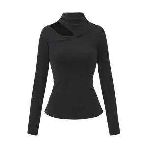 [미니멈 에브리데이]반목 숄더 트임 사이드 셔링 기모 티셔츠 EB4LW002D _P413345534