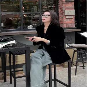 NJSRJK044 빅 사이즈 정장오피스룩 겨울 루즈핏 벨벳자켓