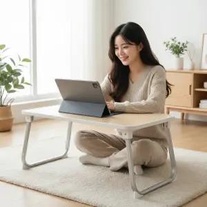 엑스코아 좌식 노트북 책상 M 접이식 베드 트레이 테이블 중형 각도 높낮이 조절