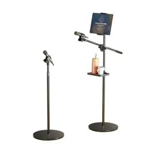 최강 노래방 마이크 스탠드 입식 거치대 일자형 홀더 1.8m 클립 태블릿 트레이 포함