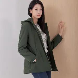 [지센] [24FW] 여성 인퀄팅 스트링 중기장 점퍼 LSJPOA51_GE