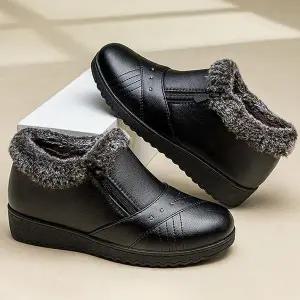 [셀러허브]여성 털안감 방한 로퍼 엄마 할머니 겨울 신발 털신발 (S27387672)