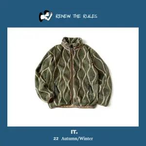 가죽점퍼 가죽자켓 자켓 재킷 가죽 Kapital 23AW 일본식 탠저린 웨이브 스트라이프 플리스 지퍼 아우터웨어