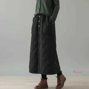 여자패딩 누빔 겨울스커트 방한 여성 따뜻한 빅사이즈 밴딩 롱스커트 a라인 치마ssu154