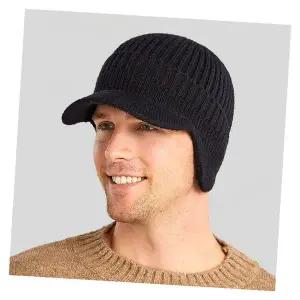 남성 니트 귀마개 모자 겨울 방한 캡 챙달린 털모자 두꺼운 뜨개질 보온 헤드웨어