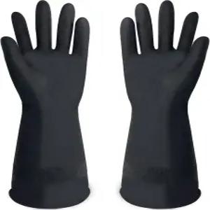 방금 본 내화학 고무 장갑 M-L 사이즈 방수 산업용 작업 검은색