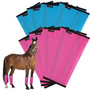 HUAME 말 플라이 부츠 통기성 메시 보호 8종 세트 편안한 포니 레깅스 디자인 발굽 손상 및 다리 피로를 줄이기 위한 용품 블루로즈 라지