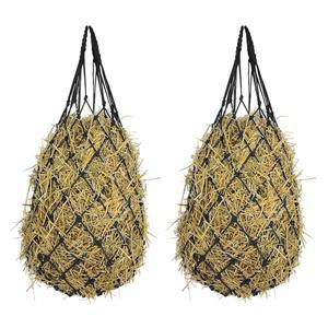 Qoncosy 2팩 말용 건초 가방 대형 슬로우 피드 그물 내구성 있는 메쉬 마구간 패독을 위한 매달기 말 공급기 포함