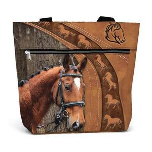 여성용 84후드 대형 토트백. 포켓과 지퍼가 달린 방수 가방. 말 애호가를 위한 선물.