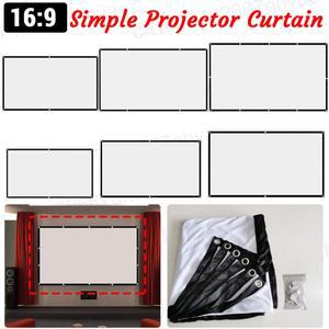 심플 프로젝터 스크린 휴대용 커튼 커튼 천  홈 시네마 사무실  야외 영화  60 인치  72 84 100 120/150 HD