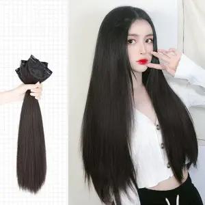 여자 생머리 간편 착용 원터리 긴머리 연출 부분 가발 3피스