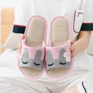 1+1이벤트 리본 토끼 남녀 여름 실내 슬리퍼 린넨 실 (WFJ5AVD)