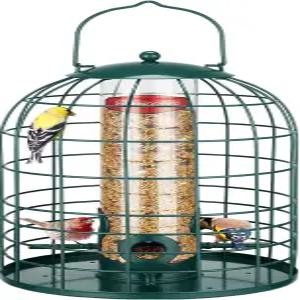 야외 걸이용 킹야드 케이지 새 모이통 - 소형 조류를 위한 업그레이드된 금속 4개의 급구와 농기구가 있는