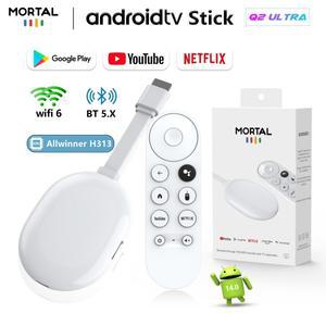 글로벌 버전 안드로이드 14 TV 스틱 Q2 Ultra 4K HDR Allwinner H313 음성 리모컨 BT5.X Chromecast Wifi 6