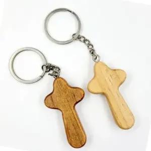 우드 십자가 열쇠고리 EDC 친구 선물 커플 기념품 (WFJ5T18)