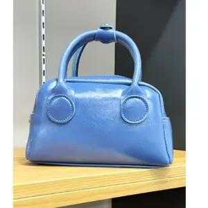 미니 여자 토트 크로스 광택 캐주얼 가방 블루 (WFK43EM)