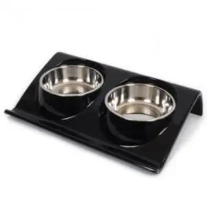 강아지 쌍식기 블랙 애견 밥그릇 2구 반려견 식기 (WFJ539K)