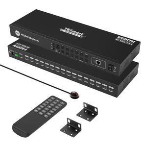 [미국배송] TESMART 16 1 HDMI 스위치 16 IN 1 출력 4K 스위치 IR 리모컨 4K@60HZ 포트 박스 HDCP 2.2 자동 19인치 랙 이어스 마운트 LAN 제어 스캔