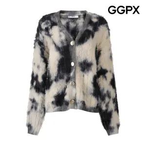 GGPX 타이다이 골드 버튼 퍼 하프 가디건 (GPBKG011F)