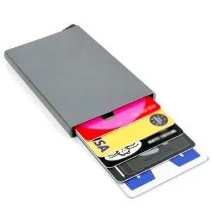 슬라이드 카드홀더 반자동 카드지갑 회색 카드 보관함 슬림형 케이스 (WFJ6V63)