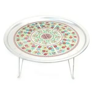 원형 양은 밥상 47cm 빈티지 찻상 시골다과상 고급스러운 옛날 양은쟁반