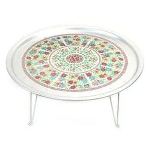 원형 양은 밥상 47cm 빈티지 찻상 시골다과상 고급스러운 옛날 양은쟁반