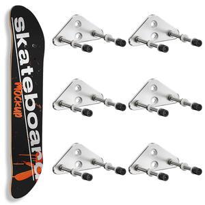 [미국배송] ROCKENPOY 6팩 스케이트보드 벽걸이 알루미늄 걸이에 두 개의 나사 구멍이 있는 디스플레이 데크 수납 공간은 가로로 세로로 떠 있습니다