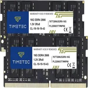 타임텍 엘리트 DDR4 32GB 키트 (2 x 16GB) 2666MHz (DDR4-2666) PC4-21300 CL19 비완충 1.2V 2Rx8 듀얼