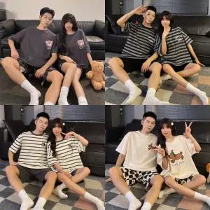 반팔 우리사랑이대로 남여공용 데일리 커플 패밀리 잠옷 홈웨어 파자마 세트