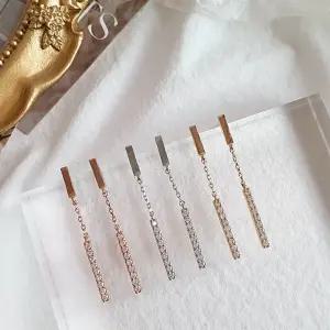 여자 심플 직사각 체인 큐빅 드롭 귀걸이