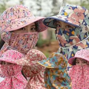 여름 썬바이저 자외선 차단 꽃무늬모자 와이드챙 썬캡