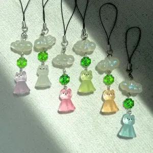 고리 캣 날씨 요정 키링 부적 네잎클로버 고양 (WFJSPOS)