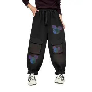 바지 여성용 겨울 컬러자수 기모 청바지 붐 배기핏 빅사이즈 멀티포켓 배기바지 1PICK4