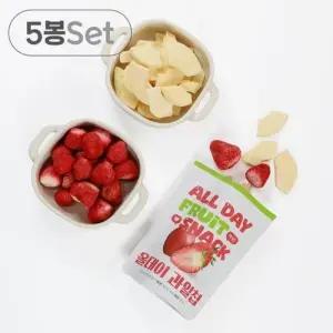 올데이 동결건조 과일칩 사과딸기칩 5봉세트 과일100