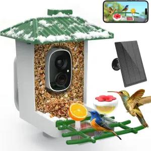 스마트 버드 피더 야외용 2K HD WiFi 라이브 뷰 AI 인식 및 즉각적인 알림 날씨 방지 디자인 u2013 러버