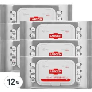 랩신 V3 대용량 휴대용 다목적 알코올 티슈 캡형 45g 50개입 12개