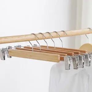 원목 고정 집게 팬츠 옷걸이 회전형 나무바지걸이 (WFK9EUT)