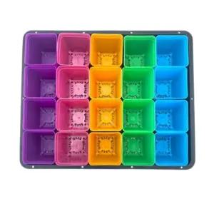 20구 칼라 모종 포트 미니 사각 화분 컵 세트 다육이 상추 고추 플라스틱 육묘 트레이 프라스틱 어린이집