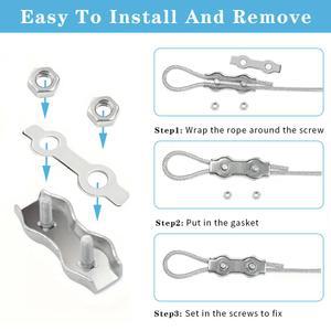 10PCS M2 클립 스테인레스 스틸 더블 와이어 로프 패스너 그립 간단한 클램프 DIY 캘리퍼스 볼트 케이블 M8