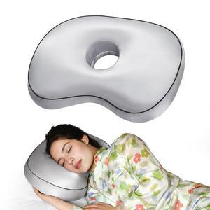 측면 수면자를 위한 노코비 정형외과 귀 피어싱 베개, 탈착식 커버와 구멍이 있는 디자인, 12x19인치 지지대